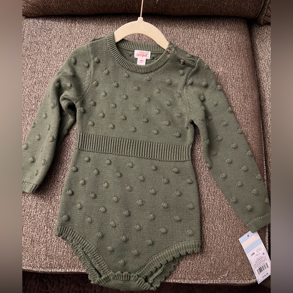 Cat and jack olive green bubble romper 24m